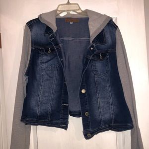 Denim Jacket With a Hood and Sleeves